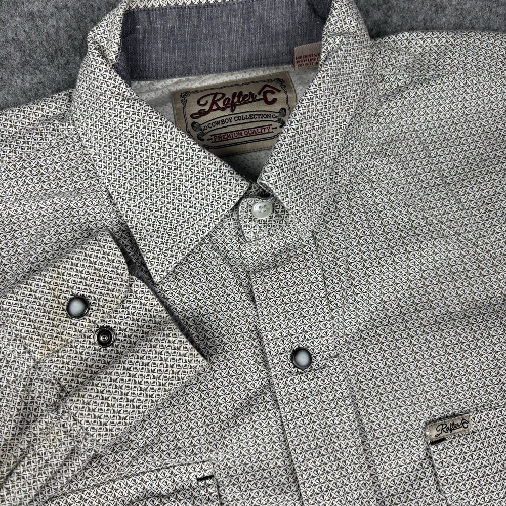 Rafter C Western Shirt Mens Xl Pearl Snap Geometric Print Long Sleeve Cowboy